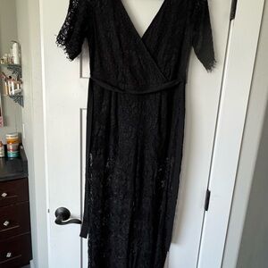 Trixxi Black Flutter Sleeve Jumpsuit V-Neck Cocktail